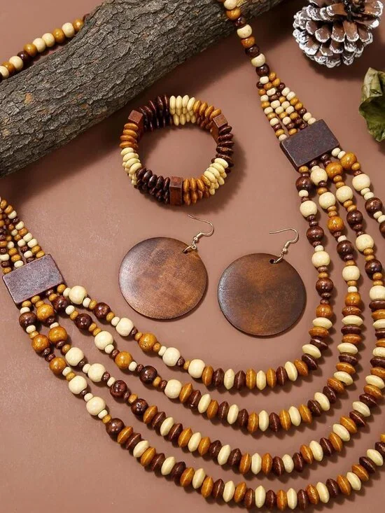 Brown Earrings Jewelry Sets Boho Gold Hoop Earrings for Women Boho Jewelry Acces - Picture 7 of 7